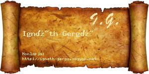 Ignáth Gergő névjegykártya